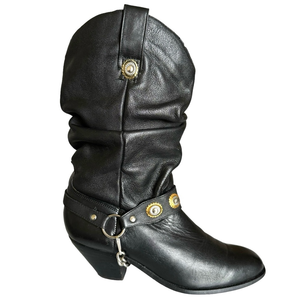 Dingo Olivia Harness Boots Black Leather Western Cowboy - Picture 8 of 17